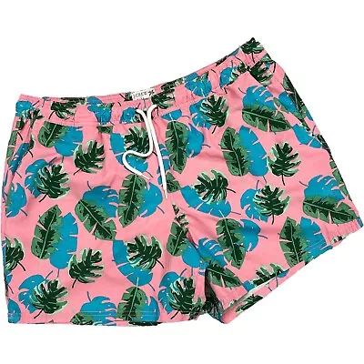 J Crew Tropical Swim Trunks Pink Green Men’s XL Shorts Bathing Suit • $19