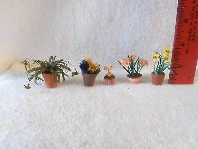 5 Vintage Artisan Dollhouse Miniature Flower Pots • $16.99