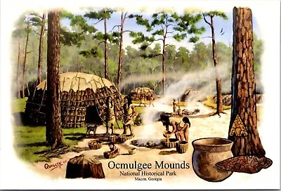 Ocmulgee National Monument Macon Georgia Woodland Indian Period Art Postcard • $5