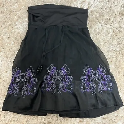 Mamalicious Maternity Black Embroidered Mini Skirt Size S • £6