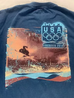 Team USA OLYMPIC Vancouver 2010 Shirt Adult Medium Blue Short Sleeve Tee Mens • $14.99