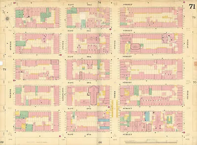Sanborn NYC #71 Manhattan Midtown NoMad Kips Bay Rose Hill Murray Hill 1899 Map • £170