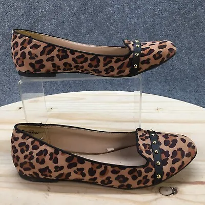 Mossimo Supply Co Shoes Womens 6.5 Leopard Flats Loafer Brown Fabric Casual Stud • $24.99