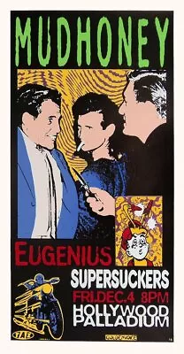 TAZ - 1992 - Mudhoney Concert Poster W/ Eugenius & Supersuckers @ Hollywood CA • $200