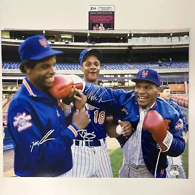 Autographed/Signed Mike Tyson Darryl Strawberry Doc Gooden 16x20 Photo JSA COA • $199.99