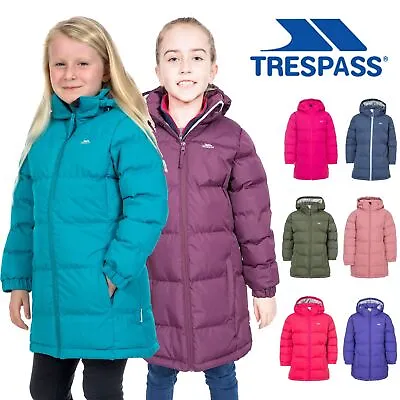 Trespass Girls Padded Jacket Windproof Water Resistant Hooded School Coat Tiffy • £40.99