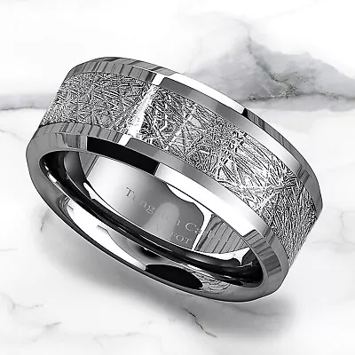VBFOT 8mm Silver Tungsten Carbide Ring Sterling Silver Inlay Men's Wedding Band • $11.89