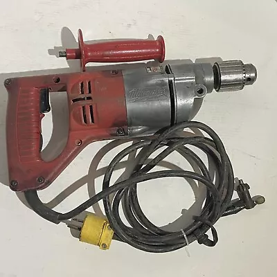 Works!  Vintage Milwaukee Heavy Duty 1/2” Drill W/ Handle & Chuck Key • $115