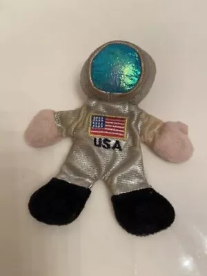 VINTAGE RARE SpaceMan Magnet Plush Toy USA Flag Suit Astronaut Cloth Silver Cool • $18.50