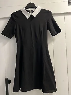Aphratti Black Dress Peter Pan Collar Skater Dress Wednesday Adams Small S New • $15