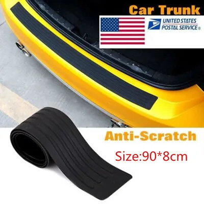 Black Car Rear Bumper Guard Trunk Edge Rubber Protector Strip Trim Cover 90*8cm • $14.97