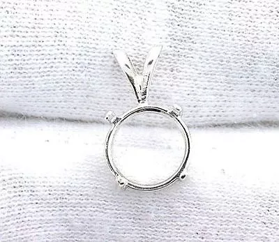 8mm Round Cab Cabochon Gemstone Gem Pendant Stterling Silver Prenotched Mounting • £22.95