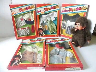 Vtg Monchhichi Monkey Thumb Suck Pacifier Doll +  1980 Mattel Boutique Outfits • $60