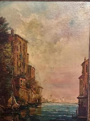 Antique Venetian Landscape Venice Italy Art Oil Painting Italian Joseph Sloman • $221.25