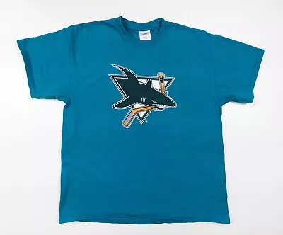 Vintage San Jose Sharks Shirt Adult XLarge Blue Short Sleeve NHL Hockey Y2K VTG • $24.99