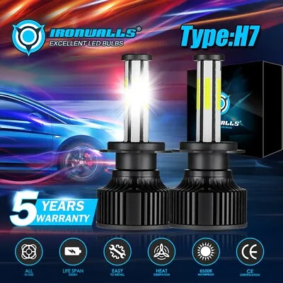 2PCS 6-sides H7 LED Headlight Bulbs High Or Low Beam 100000LM Super Bright White • $29.99