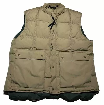 Vintage Eddie Bauer Mens Premium Goose Down Tan Quilted Puffer Vest XL AK8 • $50