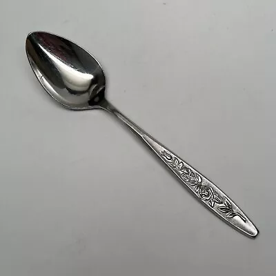 Vintage ELDAN  ELD18  Stainless SOUP SPOON  7-1/4” - Rose Texture JAPAN MCM • $7.95