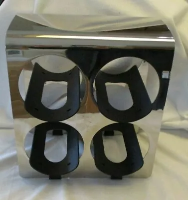 $44 • Buy WMF Germany Wine Rack Stainless Steel 4 Bottle Black Sleek Modernist 9 X10  Vtg?