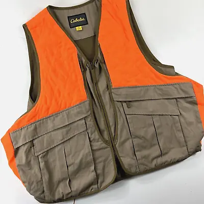 Cabelas Vest Extra Large Hunting Shooting Orange Tan Hi Vis Utility Pocket Pouch • $64.99