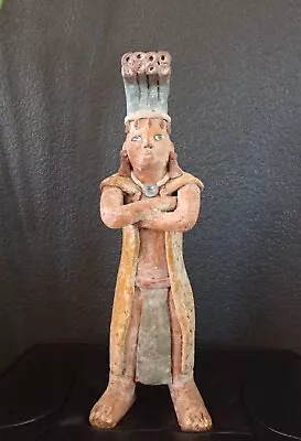 Mayan Clay Statue Large Vivid Freestanding 18  Rare Find Warrior  Meso American  • $145