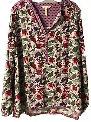 Large Floral Pattern Matilda Jane Flowy Tunic Long Sleeve Peasant Blouse • $15