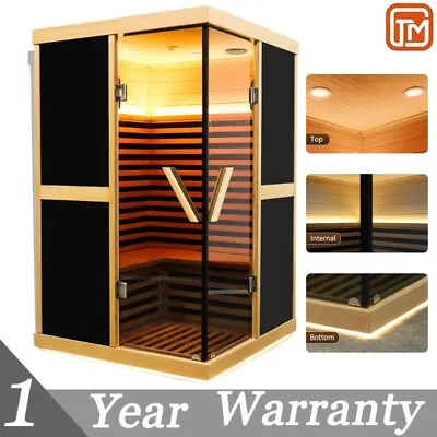 2 Person Far Infrared Sauna Room Hemlock Wooden Sauna For Home Full Body Spa US • $58.99