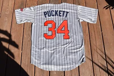 New Kirby Puckett Minnesota Twins ALT Gray Pinstripe Baseball Jersey Men's Large • $45