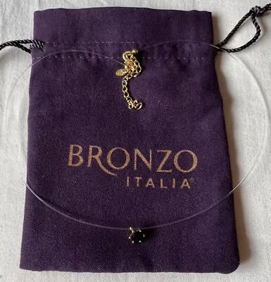 Bronze Italia (milor) Black Crystal Floating Illusion Necklace In Pouch New • £11