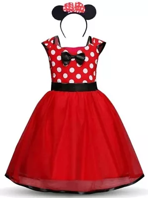 Minnie Mouse Dress Costume With Tulle Skirt With 'Ears  Headband...so Cute • $19.99