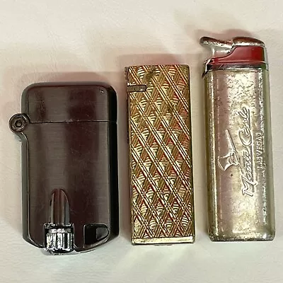 VTG Lighter Set Metal Sparkwheel & Butane Gas Torch Gold Silver Gun Metal Grey • $12.79