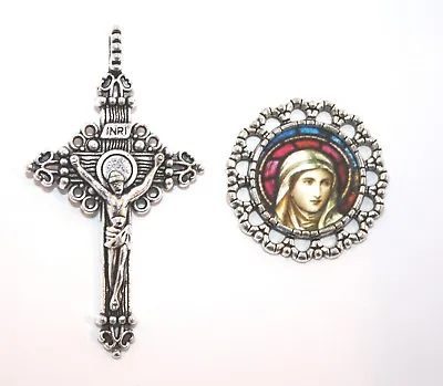 £7.76 • Buy St. Bridget Catholic Silver Custom Rosary Set | Center & Crucifix | Rosary Parts