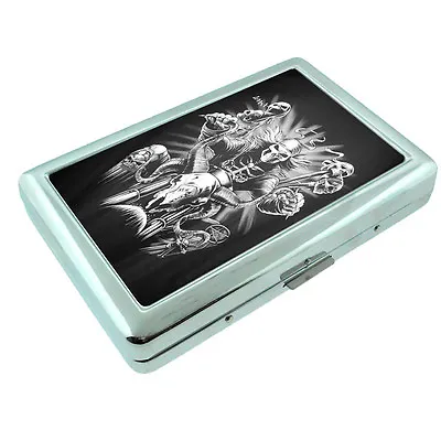 Metal Silver Cigarette Case Holder Box Skull Design-007 • $16.95