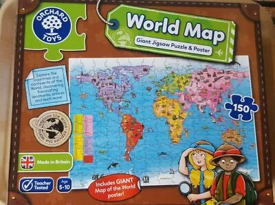 £2.99 • Buy Orchard Toys World Map Giant 150 Piece Jigsaw Puzzle Complete 88x61cm Vgc