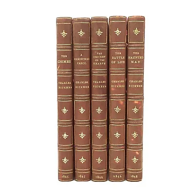 1845-48 Complete Set Charles Dickens Christmas Books Leather A Christmas Carol • $4750