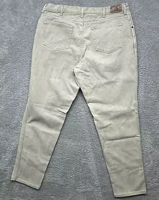 VINTAGE Lands End Jeans Mens 38x35 Gray Light Wash Wide Leg Twill Pants Made USA • $7.99