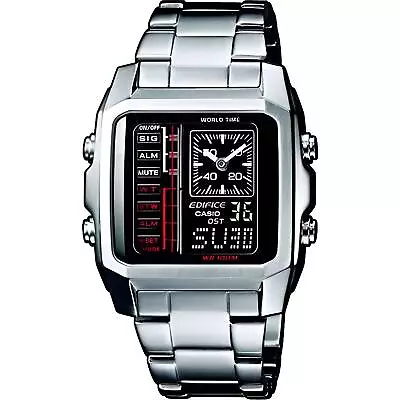 Casio Men's Watch Edifice World Time Black Dial Bracelet Ana-Digi EFA-124D-1AV • $201.76