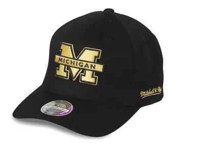 Mitchell And Ness 110 Snapback Curved Eazy Michigan Wolverines Black New • £35.75