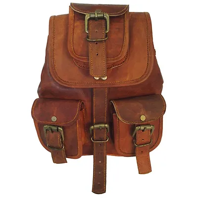 Genuine Leather Bag Shoulder Backpack Vintage Style Unisex College Rucksack Work • $49.99