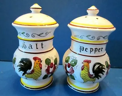 Vintage Salt & Pepper W/ Roosters & Flower. Japan Ceramic. PY Ucagco Mid Century • $14.99