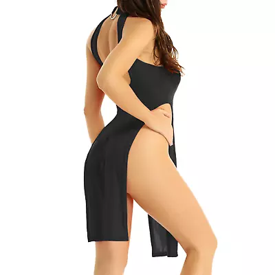 Spring Sexy High Split Maxi Dress Outfit One Piece Nightdress Underwear Lingerie • £13.49