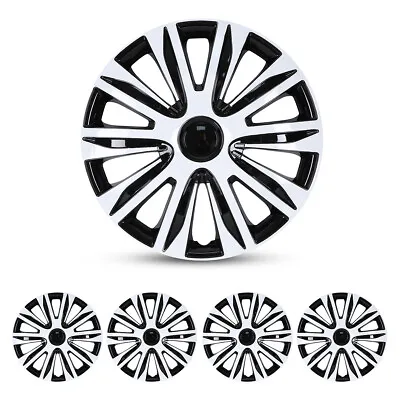 14  Black White Wheel Covers Snap On Full Hub Caps Fit R14 Tire & Steel Rim 4PCS • $42.99