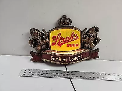 Vintage Plastic Strohs Beer Sign Beer Lovers Garage Bar Man Cave 18'' Nice!! • $45