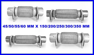 £18.95 • Buy Exhaust Flexi Pipe Flex Joint Tube Repair + Clamps - 45/50/52/55/57/60/64 Mm