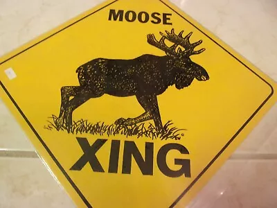 MOOSE XING  Aluminum Novelty Amber Sign 17  X 17  DIAGONAL SIGN ( Crossing ) • $9.88