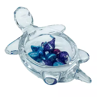 Vintage Turtle Candy Dish Glass Clear Upside Down Collectible Art Decor • $15