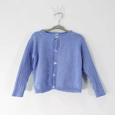 MULBERRIBUSH Blue Sweater Baby 24M Knit Cardigan Toddler Cotton Button Ship Peru • $38.88