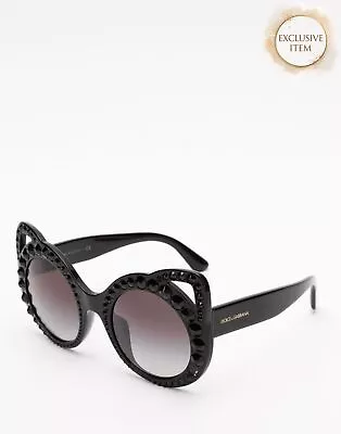 RRP€387 DOLCE & GABBANA DG4325 Round Cat Ear Sunglasses Rhinestones Gradient • $26.11