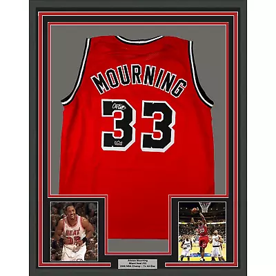 Framed Facsimile Autographed Alonzo Mourning 33x42 Red Reprint Laser Auto Jersey • $374.99