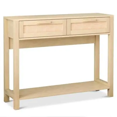 Console Table With 2 Rattan Drawers Boho Entryway Table Natural Wood Entry Table • $87.99